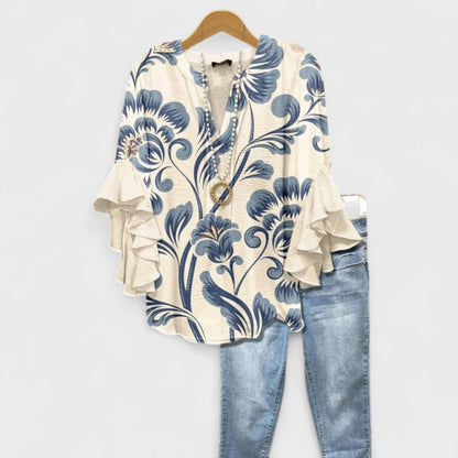 Maeve Floral Ruffle Lightweight Blouse