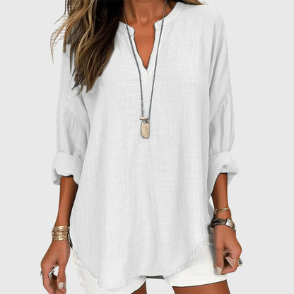 Xiomara Tunic Shirt with V-Neck and Long Sleeves