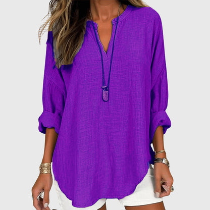 Xiomara Tunic Shirt with V-Neck and Long Sleeves