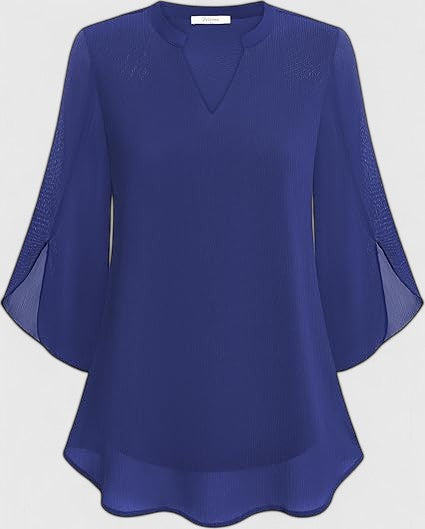 Ratberge V-Neck Bell Sleeve Tunic Blouse