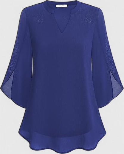 Ratberge V-Neck Bell Sleeve Tunic Blouse
