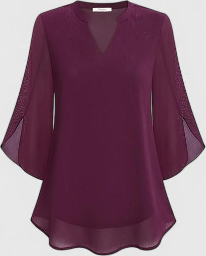 Ratberge V-Neck Bell Sleeve Tunic Blouse