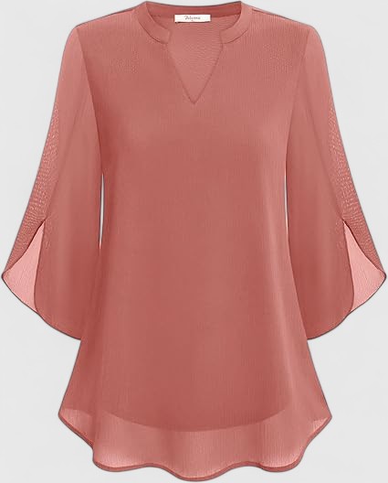 Ratberge V-Neck Bell Sleeve Tunic Blouse