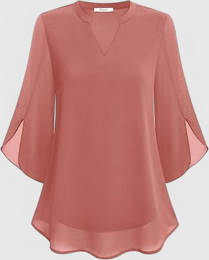 Ratberge V-Neck Bell Sleeve Tunic Blouse