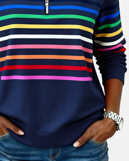 Thordis Striped Half-Zip Sweatshirt
