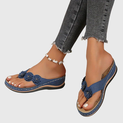 Huguette Flower Embellished Thong Sandals