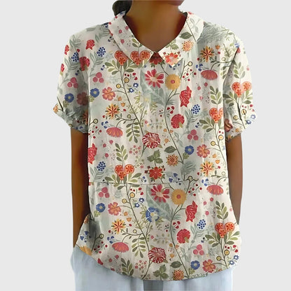 Jenna | V-Neck Short Sleeve Floral Blouse for Women