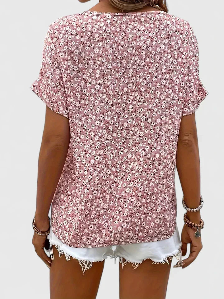 Teutberge Button-Down Short Sleeve Blouse