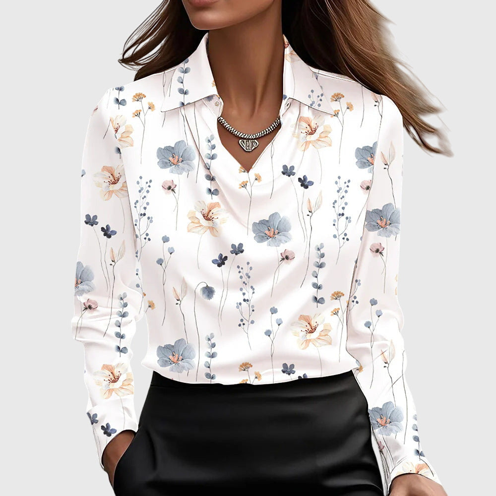 Zemyna Blouse with Cowl Neck and Long Sleeves