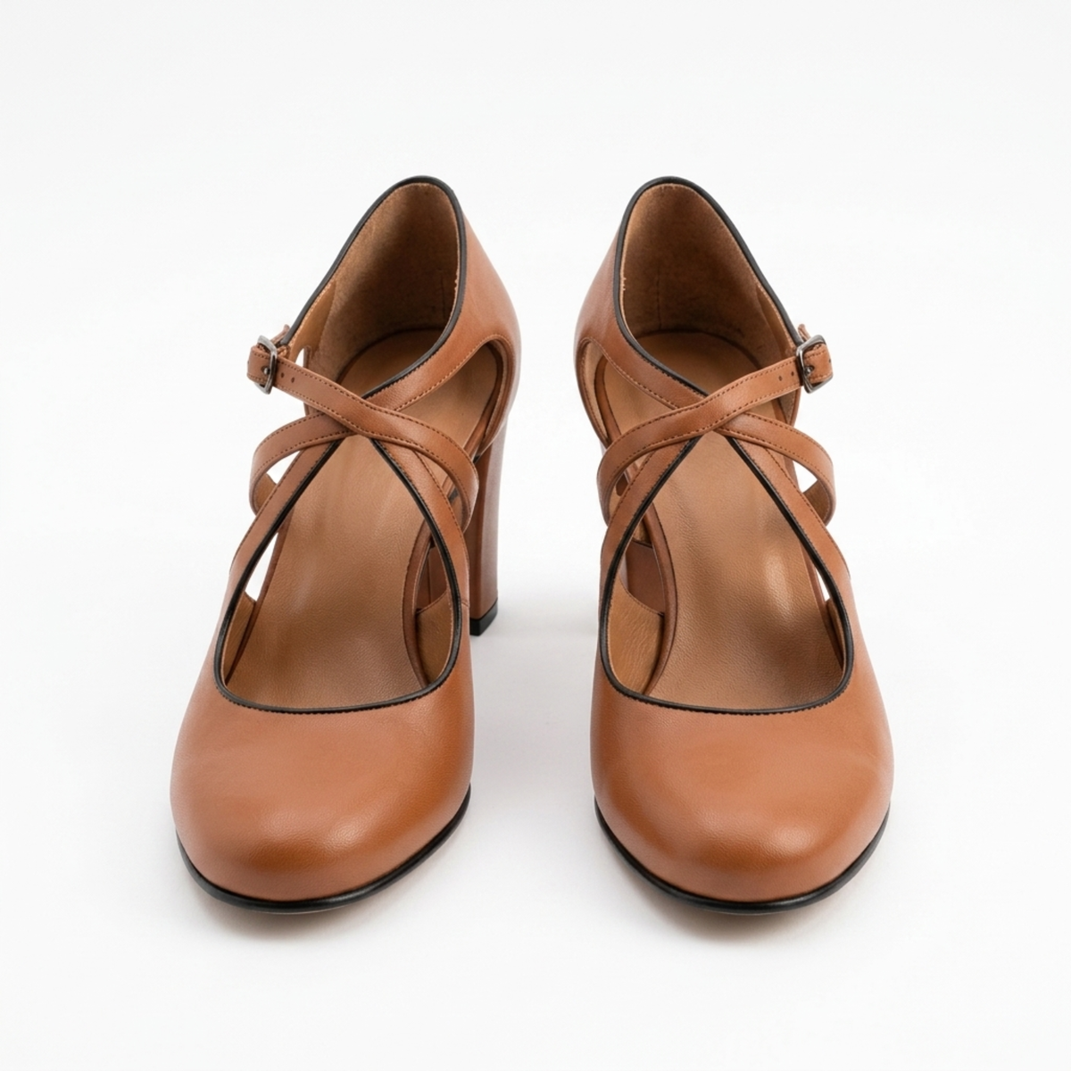 Astghik Block Heel Mary Jane Pumps with Ankle Strap