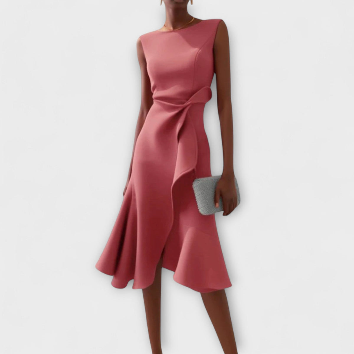 Carminda A-Line Midi Dress with Wrap Detail