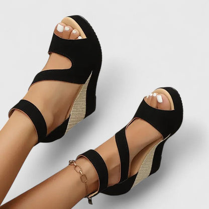 Aouregan Open Toe Platform Wedge Sandals