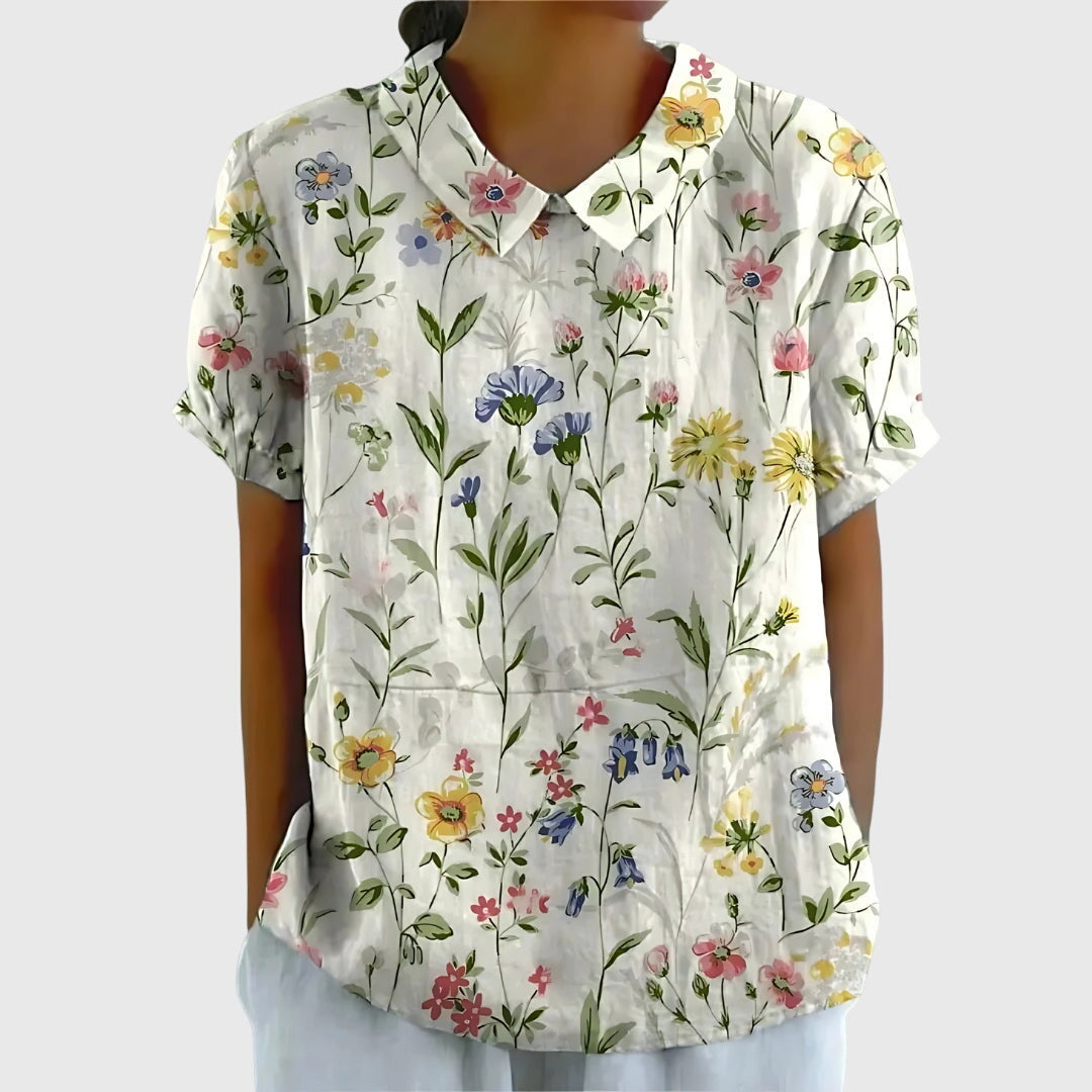 Jenna | V-Neck Short Sleeve Floral Blouse for Women