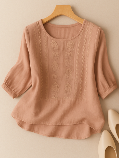 Ginevra Embroidered Blouse with Puff Sleeves