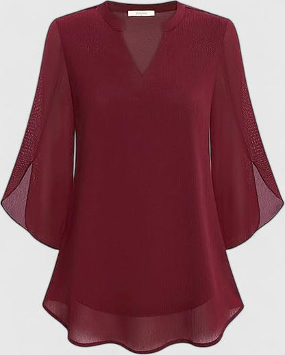 Ratberge V-Neck Bell Sleeve Tunic Blouse