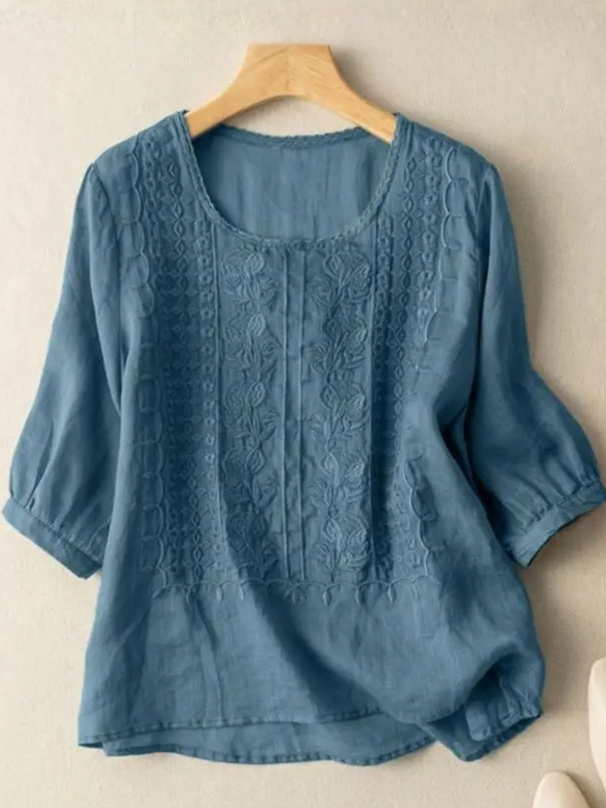 Ginevra Embroidered Blouse with Puff Sleeves