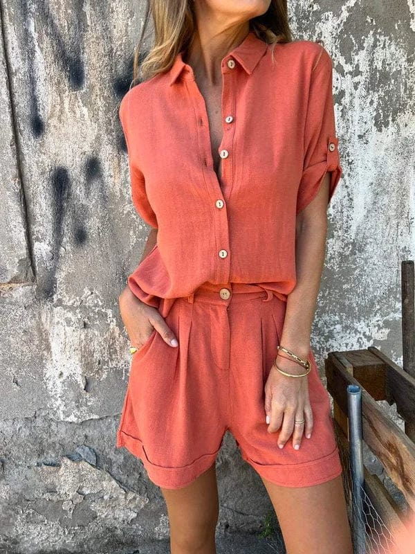 Zarrin Button-Down Shorts Set