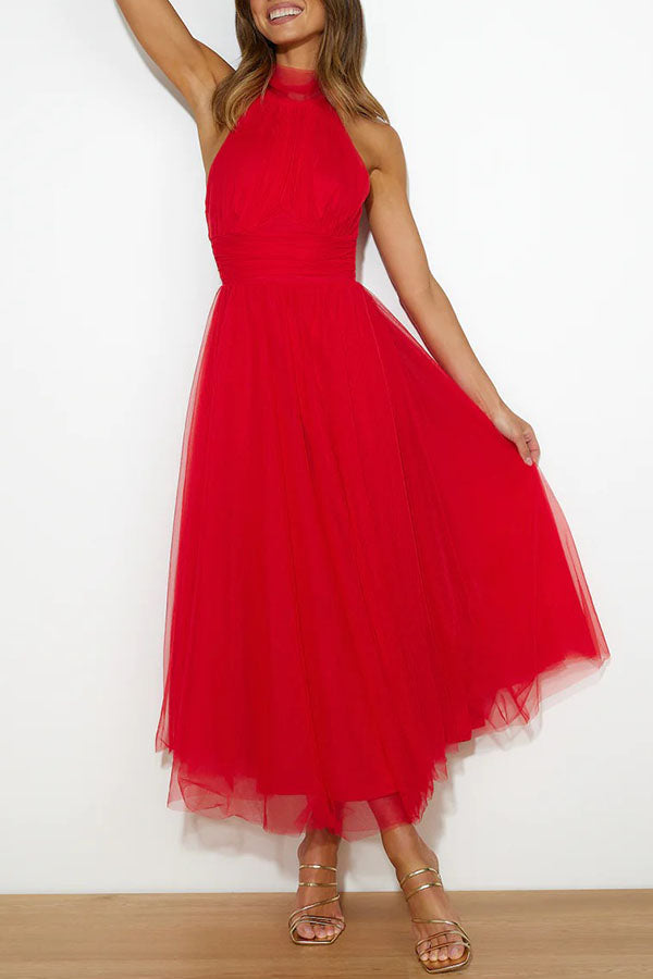 Zampia Tulle Halterneck A-Line Midi Dress