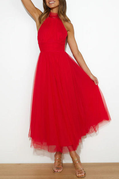Zampia Tulle Halterneck A-Line Midi Dress