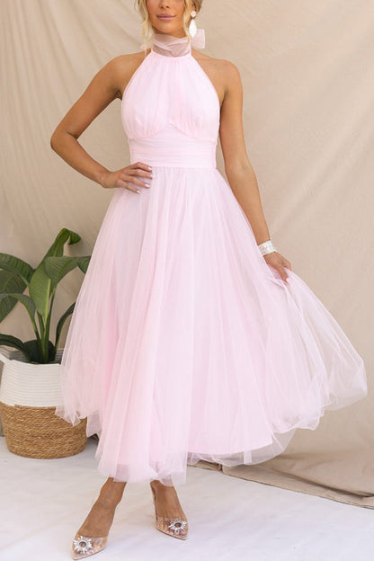 Zampia Tulle Halterneck A-Line Midi Dress