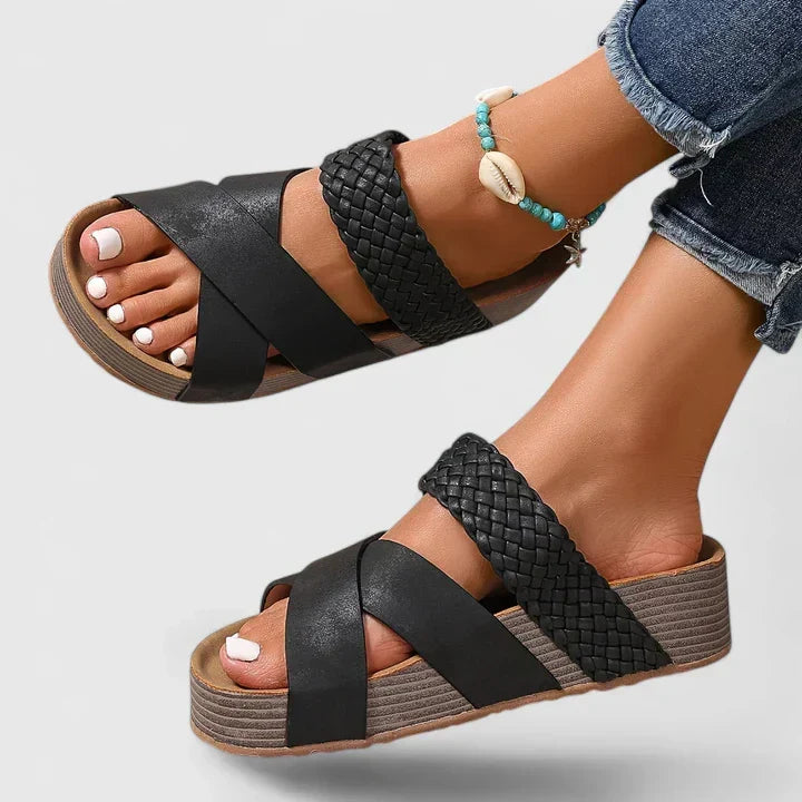 Dhuoda Woven Cross Strap Platform Sandals