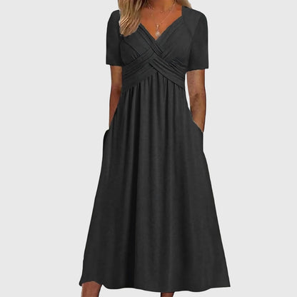 Haudree Wrap V-Neck Midi Dress