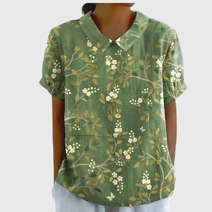 Jenna | V-Neck Short Sleeve Floral Blouse for Women