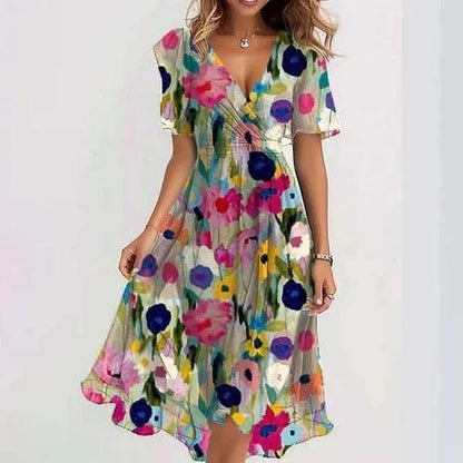 Kyllikki Floral Wrap V-Neck Midi Dress
