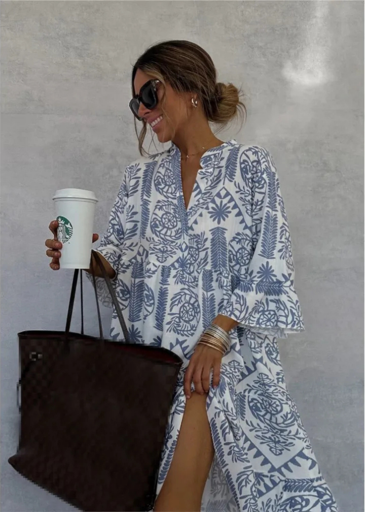 Jaquette Oversized Printed Midi Shirt Dress
