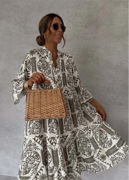 Jaquette Oversized Printed Midi Shirt Dress