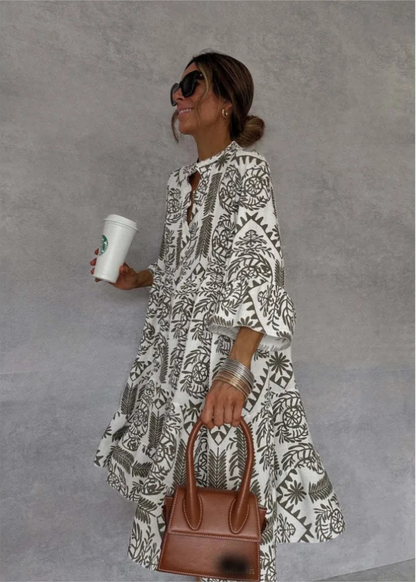 Jaquette Oversized Printed Midi Shirt Dress