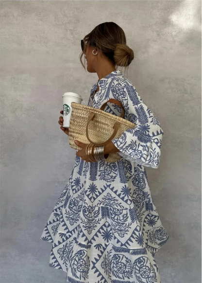 Jaquette Oversized Printed Midi Shirt Dress