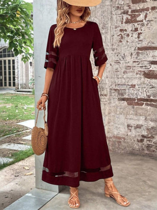 Jurate Midi A-Line Dress with Sheer Sleeves