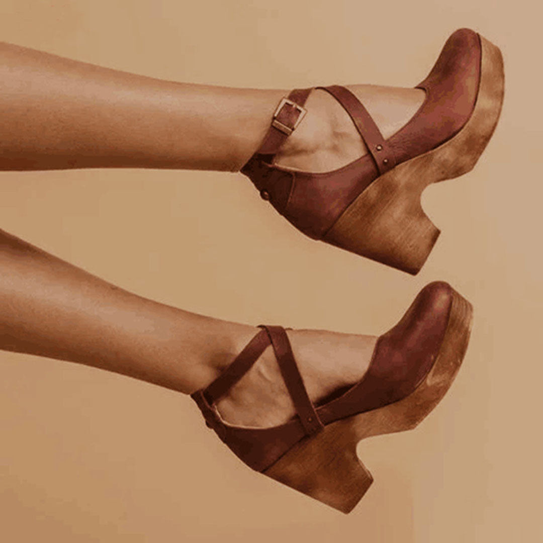 Piroska Platform Wedge Heels with Ankle Strap