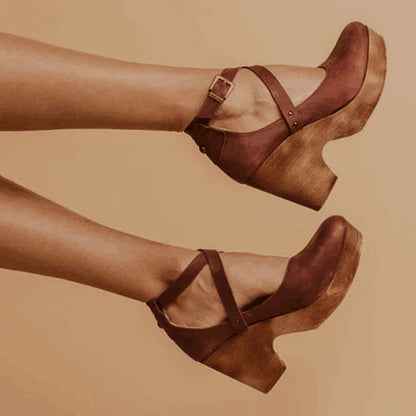 Piroska Platform Wedge Heels with Ankle Strap