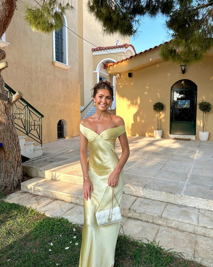 Lusine Wedding Guest Off-Shoulder Maxi Dress