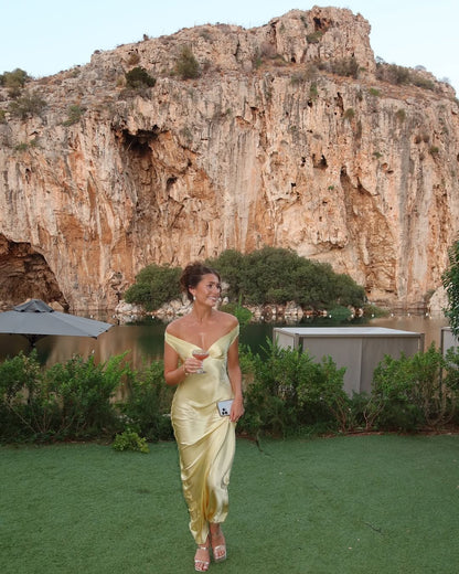 Lusine Wedding Guest Off-Shoulder Maxi Dress