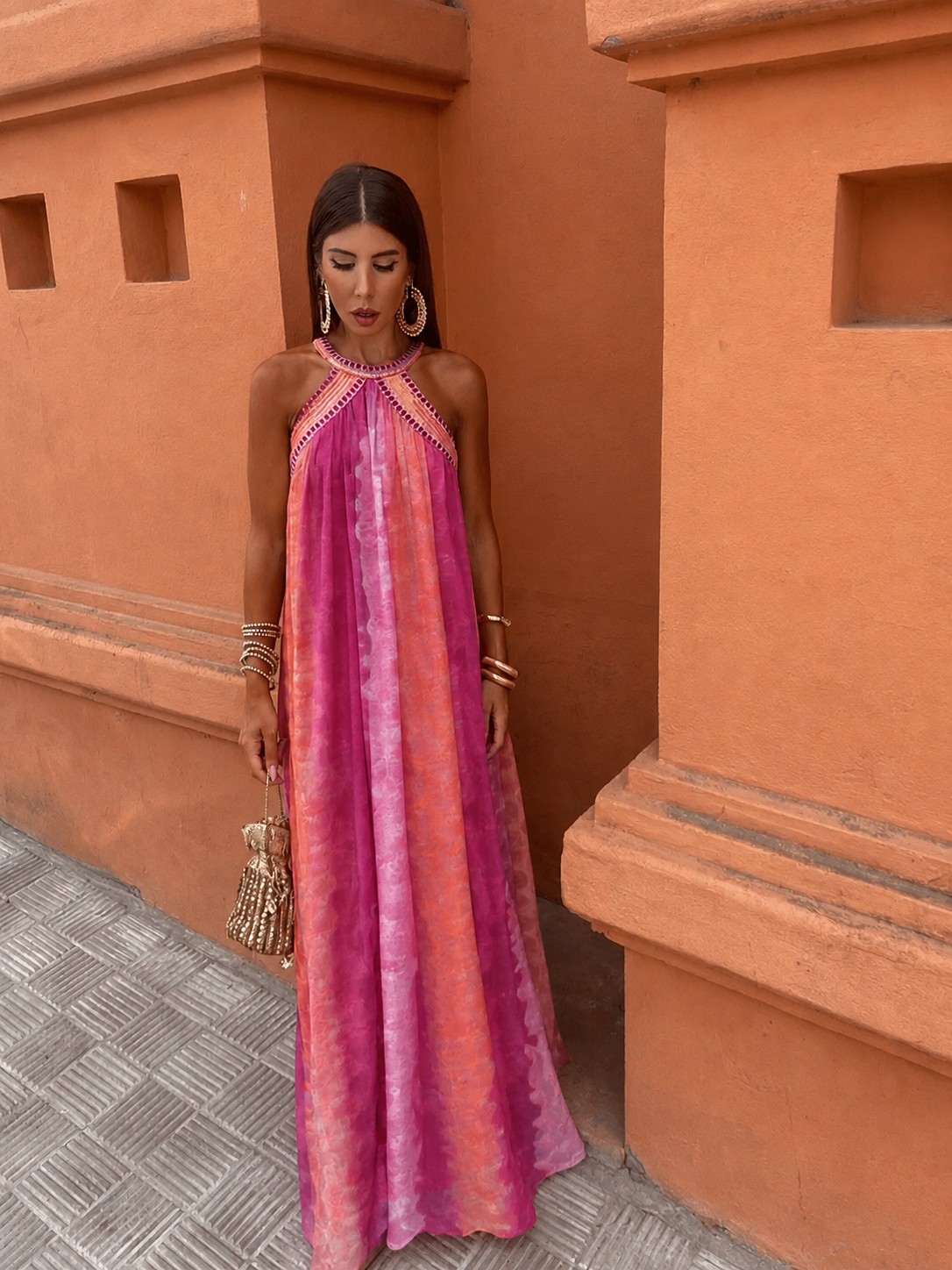 Nazeli Wedding Guest Halterneck Maxi Dress