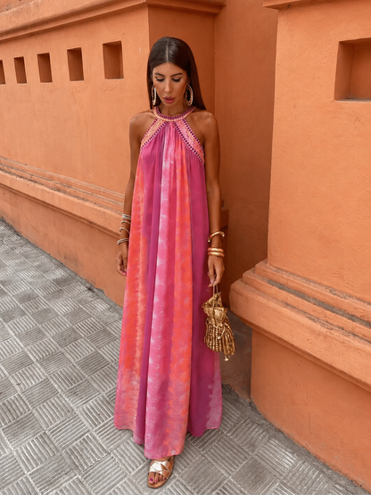 Nazeli Wedding Guest Halterneck Maxi Dress