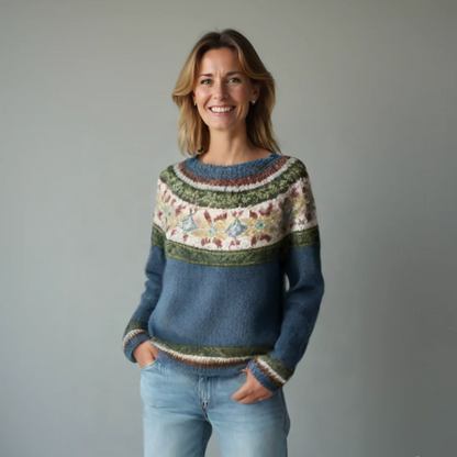 Ketevan Crew Neck Ribbed Knit Sweater