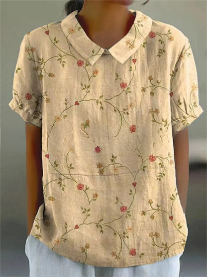 Ruby | Floral Collared Shirt with Short Sleeves for Women
