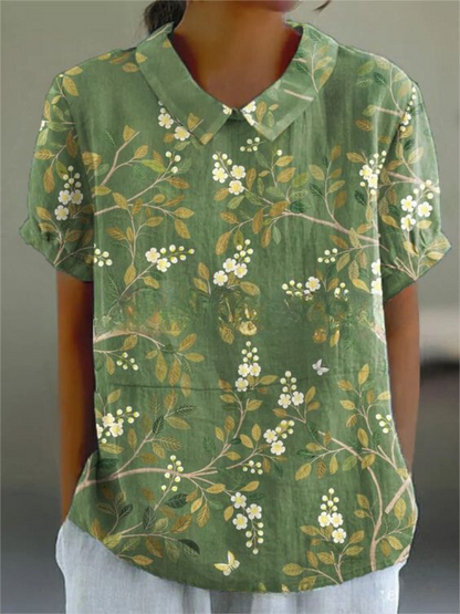 Ruby | Floral Collared Shirt with Short Sleeves for Women