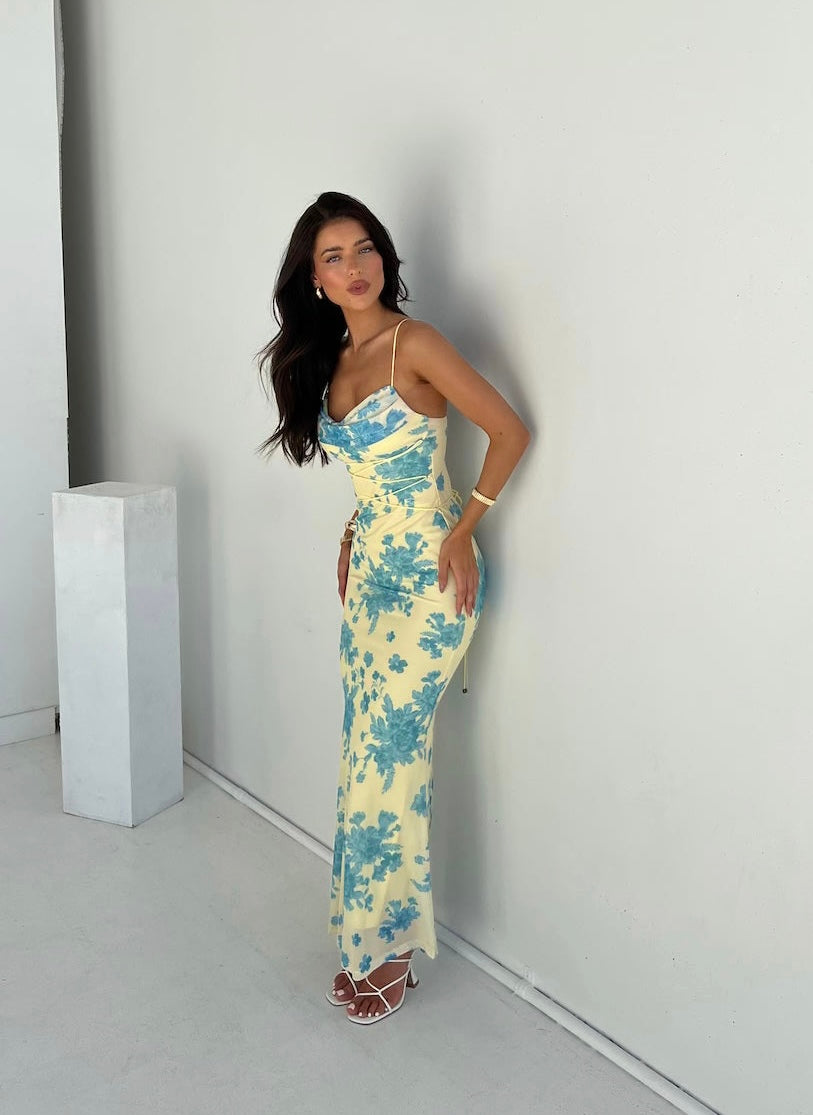 Berengaria Floral Wedding Guest Maxi Dress with Camisole
