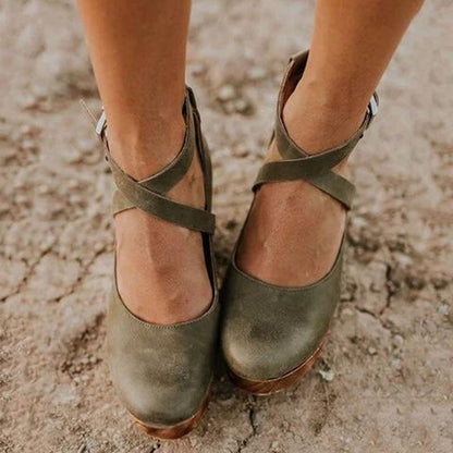 Piroska Platform Wedge Heels with Ankle Strap
