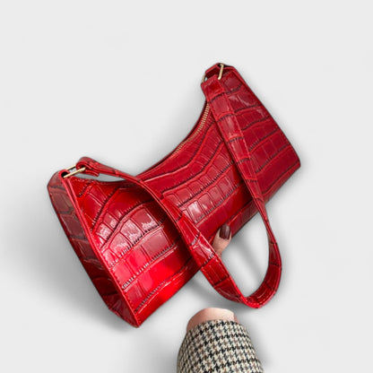 Firouzeh Shiny Crocodile Embossed Shoulder Bag