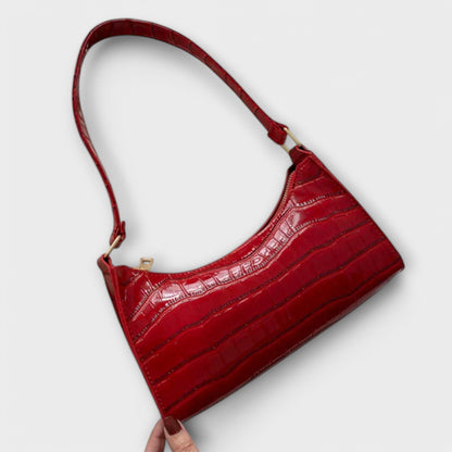 Firouzeh Shiny Crocodile Embossed Shoulder Bag