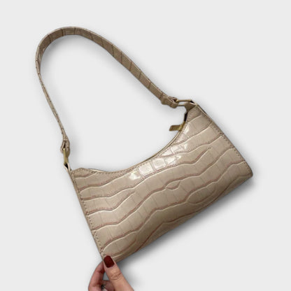 Firouzeh Shiny Crocodile Embossed Shoulder Bag
