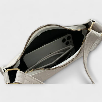 Firouzeh Shiny Crocodile Embossed Shoulder Bag