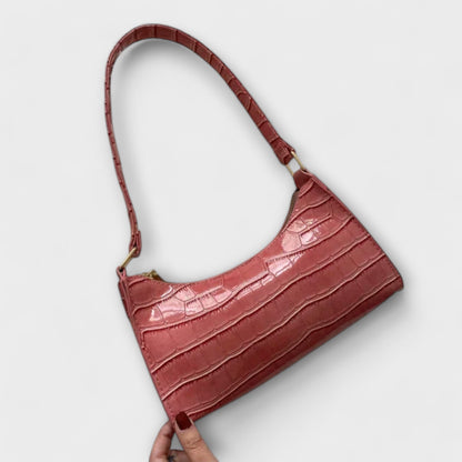 Firouzeh Shiny Crocodile Embossed Shoulder Bag