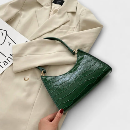 Firouzeh Shiny Crocodile Embossed Shoulder Bag